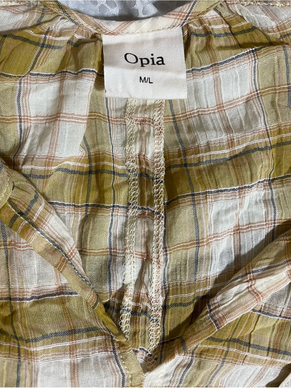 Opia Clothing Dory Midi Smock Dress Size M/L in Mustard Plaid - Picture 8 of 12